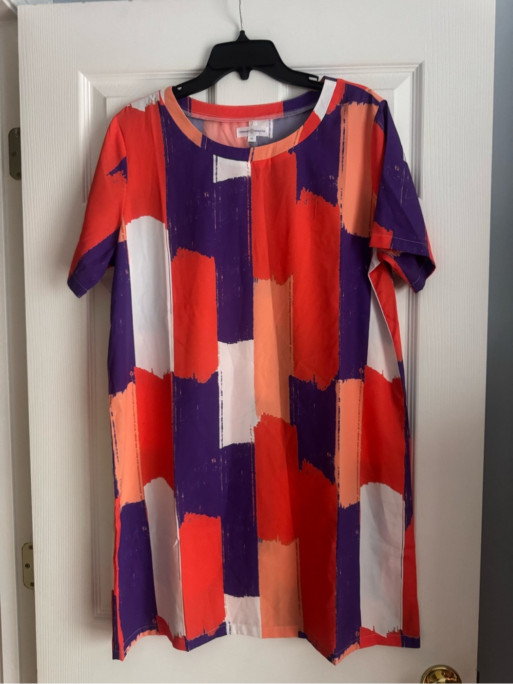 Stewart Simmons Clemson Colorblock Shift Dress in Purple, Orange, White